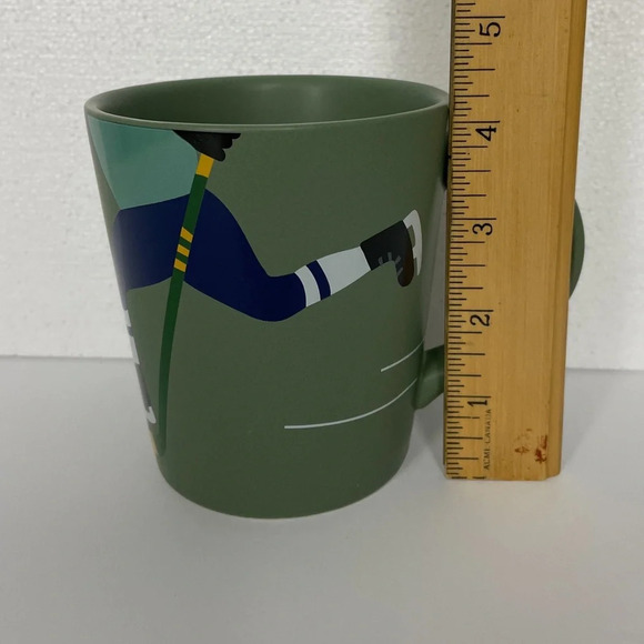 Indigo Mug Hit the Ice Coffee Tea Hockey Green Ceramic EUC - Picture 8 of 9